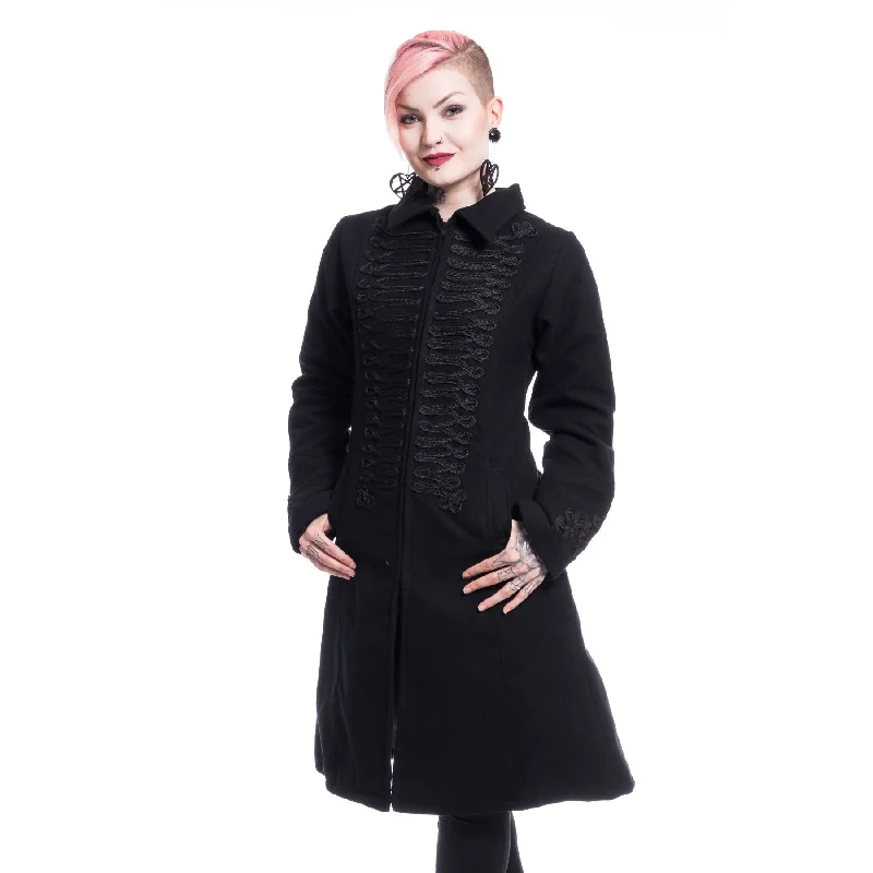 NIGHT PARADE COAT - BLACK Three-Quarter Sleeve Elbow Sleeve Wrist Sleeve