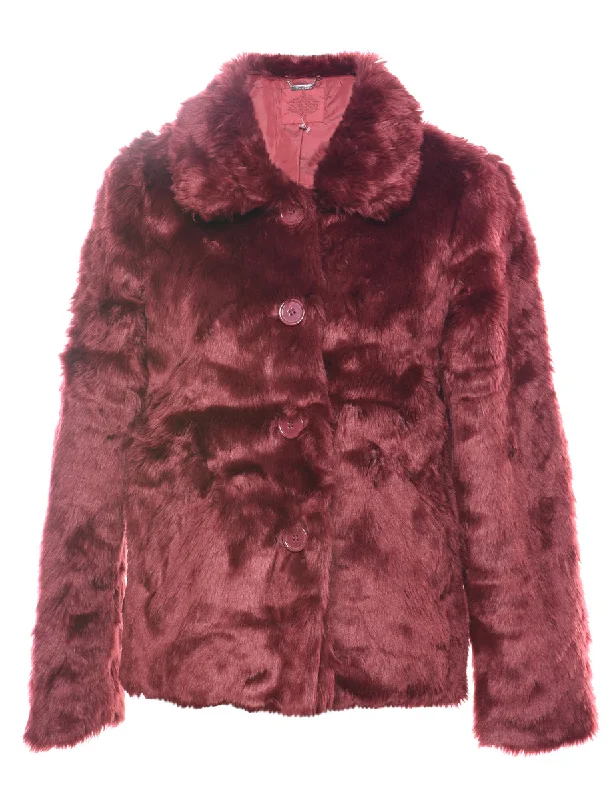 Single Breasted Y2K Faux Fur Coat - S Fleece Down Feather