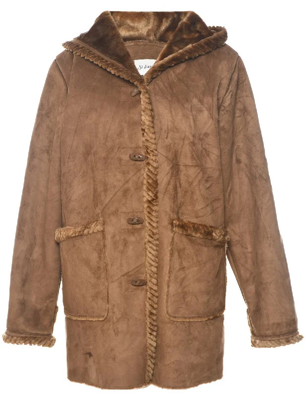 St. John Bay Hooded Coat - M Buttoned Zippered Snapped
