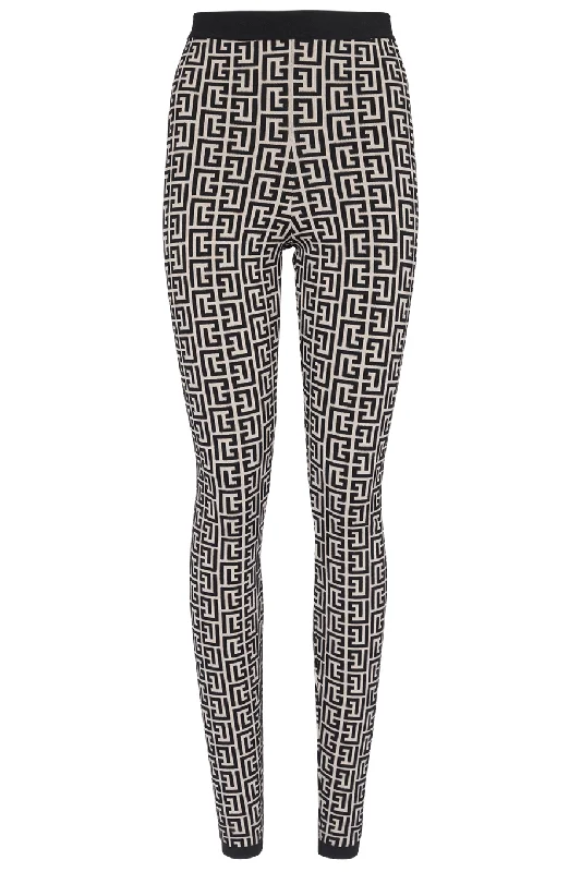 Monogram Knit Legging - Ivoire Noir Trendy Cold Weather Tights