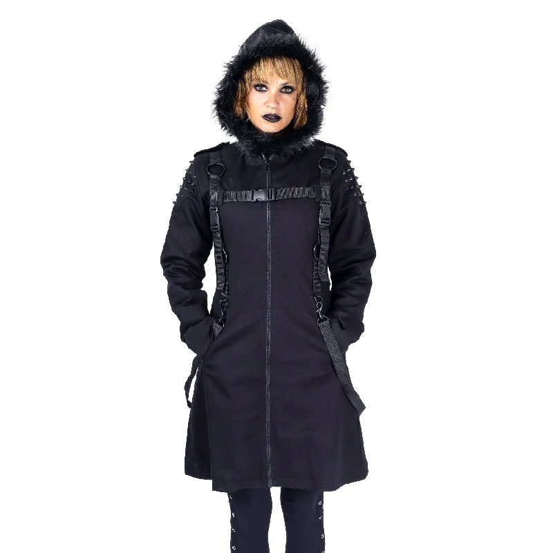 ASURA COAT - BLACK Front Pockets Side Pockets Patch Pockets