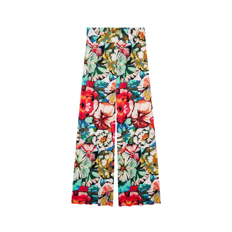 Pitta Flower Print Loose Beach Trousers Trousers Occasion Special