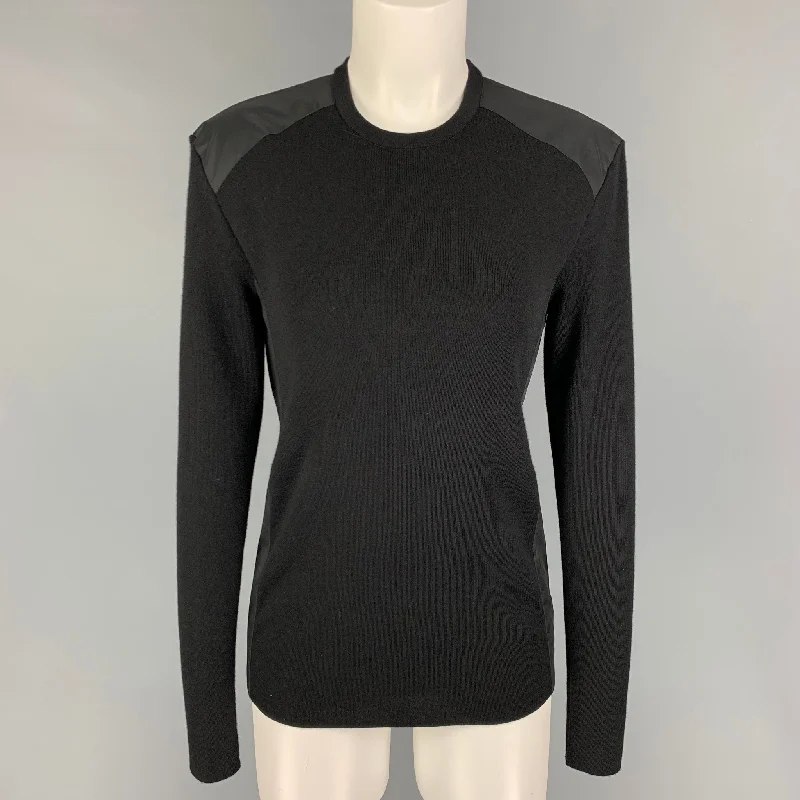 RALPH LAUREN Size S Black Wool Blend Crew-Neck Pullover Boyleg Sleeve Pullover