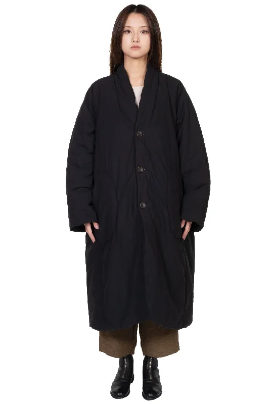 Black Padded Long Coat Down Puffer Quilted