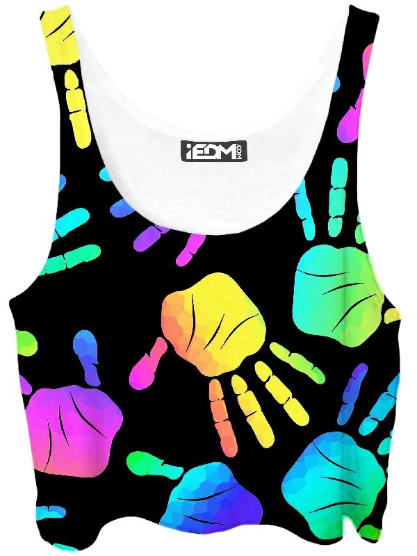 Rave Hands Crop Top Satin Blend Silk Blend Wool Blend