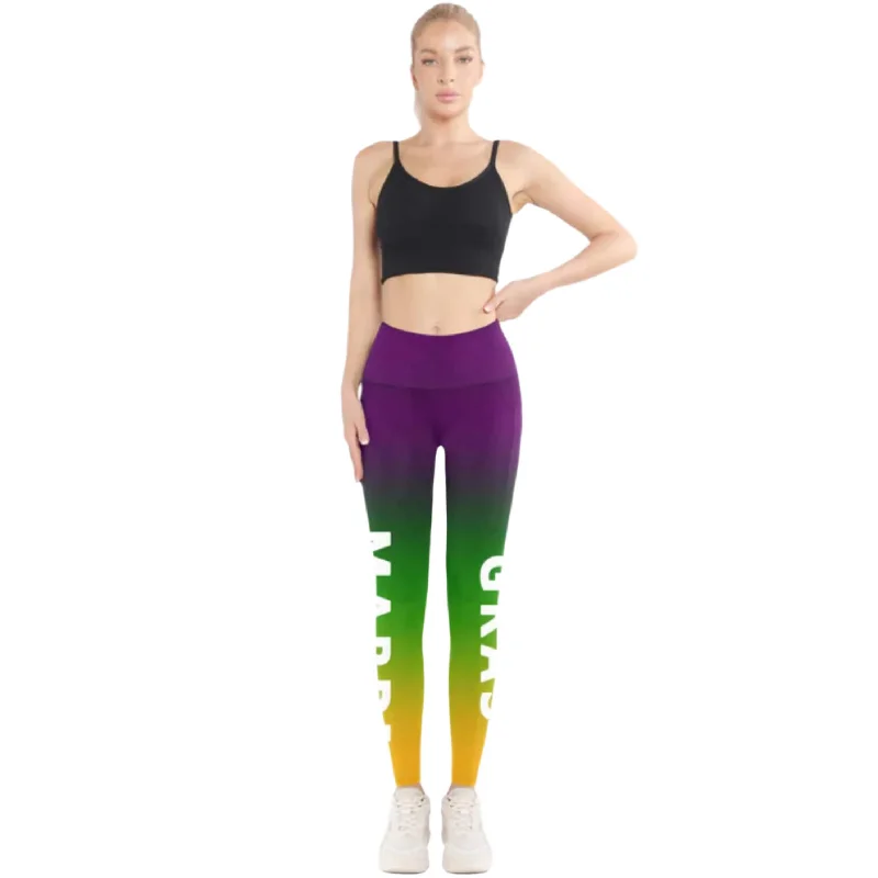 Spandex Leggings - Mardi Gras Comfortable Fleece-Lined Leggings