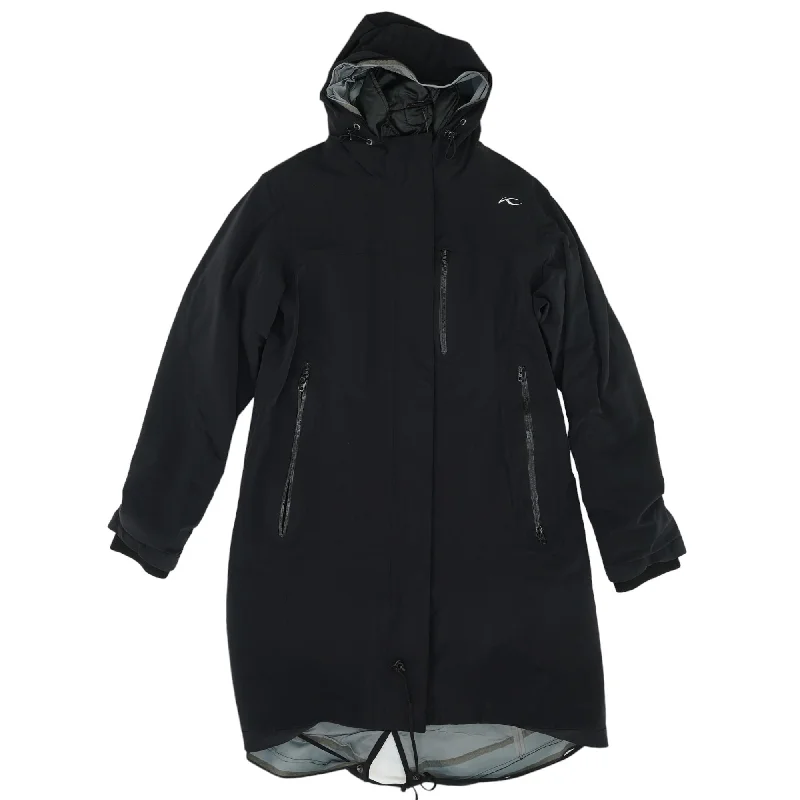 Black Solid Verona Ski Coat Boat Shawl Notched