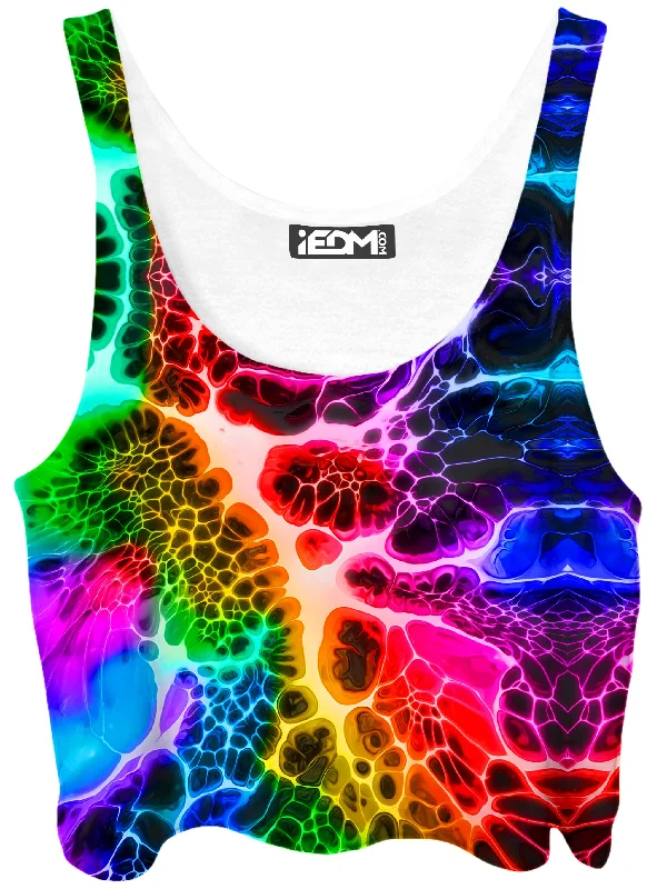 Rainbow Reef Crop Top Chenille Blend Fleece Blend Nylon Blend