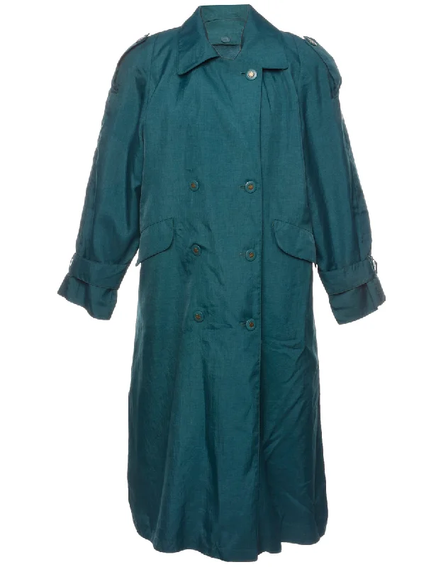 Dark Green Trench Coat - L Pleated Ruffled tiered