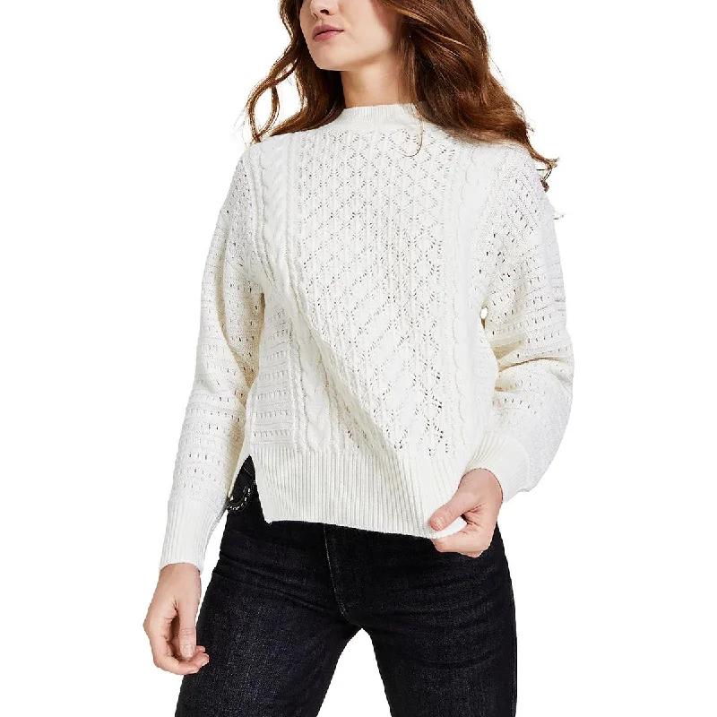 Guess Womens Wool Blend Metallic Pullover Sweater Sabrina Neck Pullover