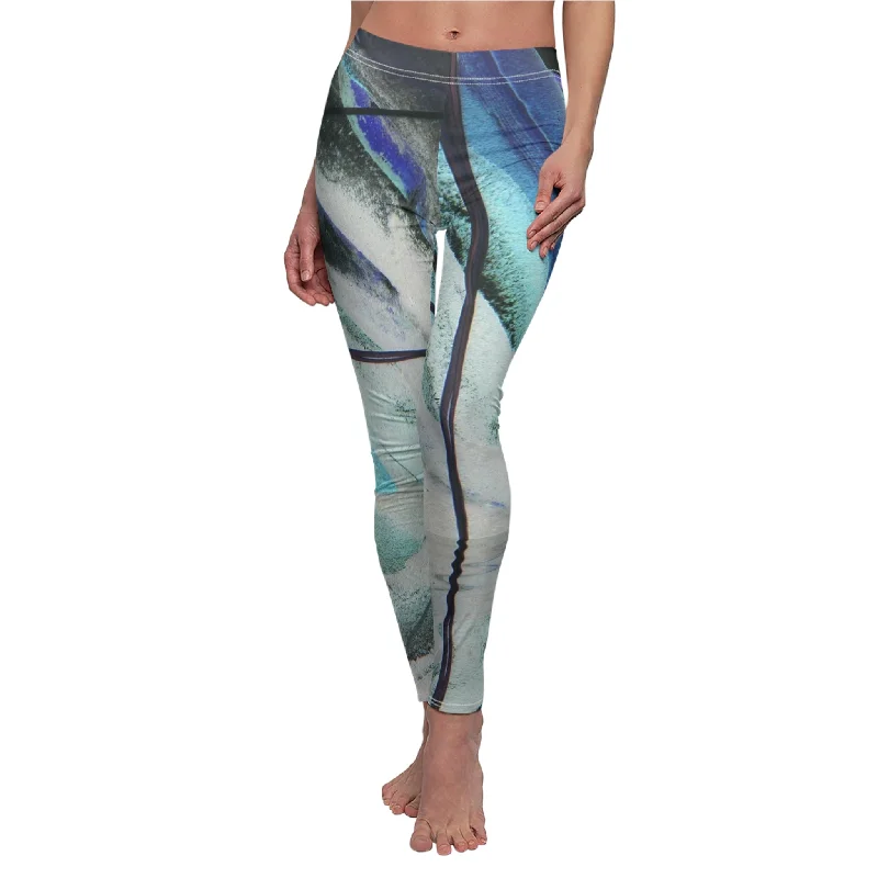 Custom Artwork Women's Leggings Blue/Green Fashionable Seamless Leggings