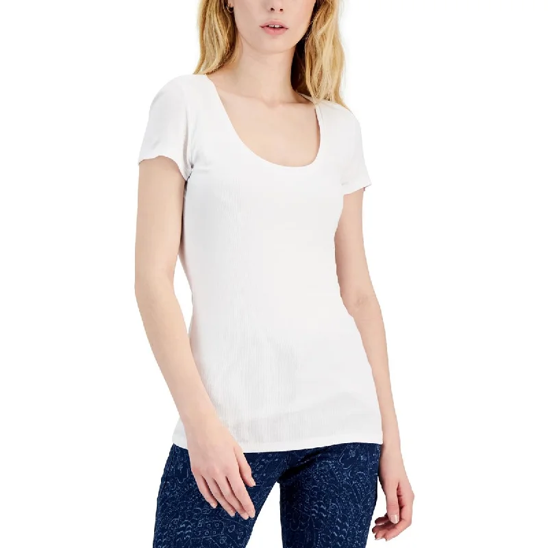 INC Womens Scoop Neck Short Sleeve Pullover Top Flutter Sleeve Feminine