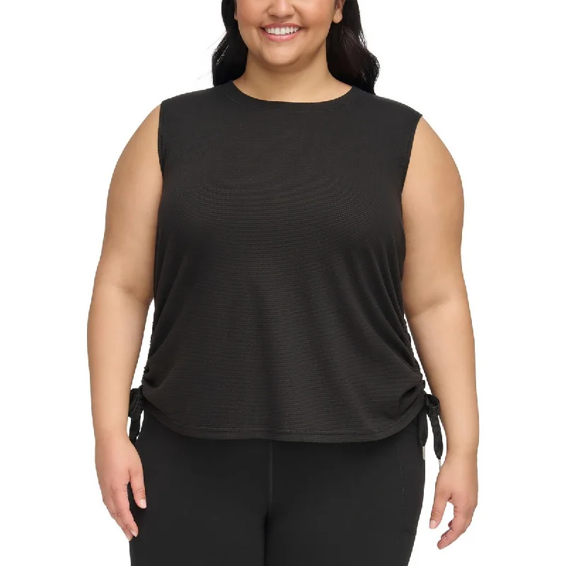 Calvin Klein Performance Womens Plus Shirred Cotton Pullover Top V-Neck Stylish Pullover Calvin Klein Performance Womens Plus Shirred Cotton Pullover Top V-Neck Stylish Pullover