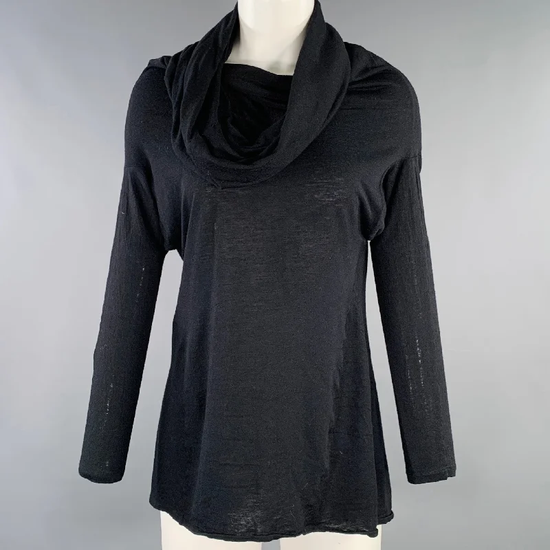 ALEXANDER MCQUEEN Size 4 Black Viscose Blend Cowl Collar Pullover Slim Sleeve Pullover ALEXANDER MCQUEEN Size 4 Black Viscose Blend Cowl Collar Pullover Slim Sleeve Pullover