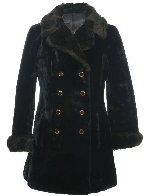 Double Breasted Faux Fur Coat - M Cardigan Sweater Pullover