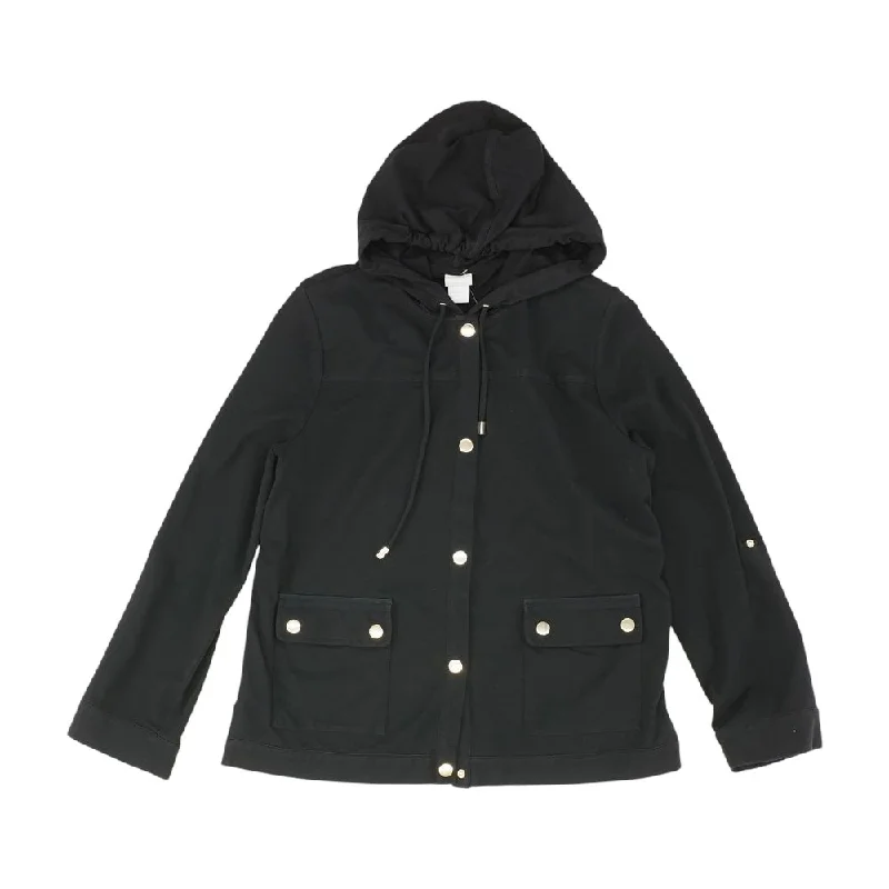 Black Solid Lightweight Coat Satin Silk Chiffon