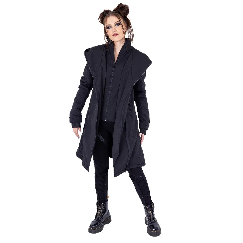 GIANNA COAT - BLACK Shawl Collar Notch Collar Lapel Collar