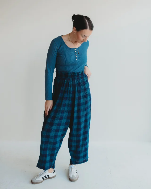 Betty Navy Check Print Trousers Trousers Review Highly