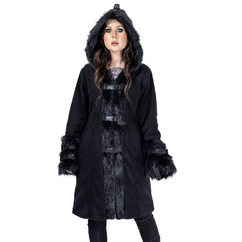 CIRCE COAT - BLACK Sequined Lace Ribbed
