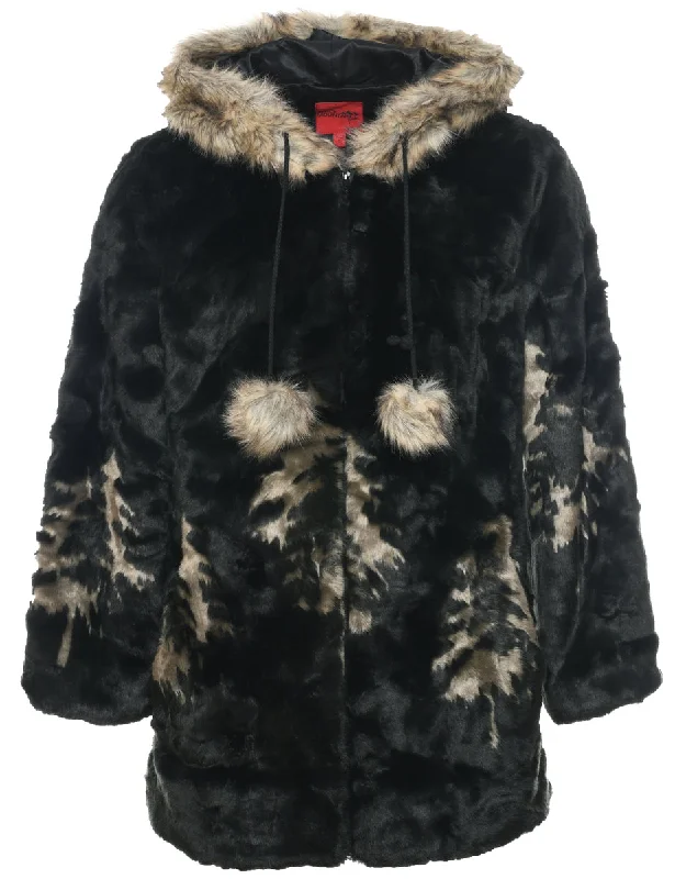 Hooded Faux Fur Coat - S Vest Waistcoat Gilet