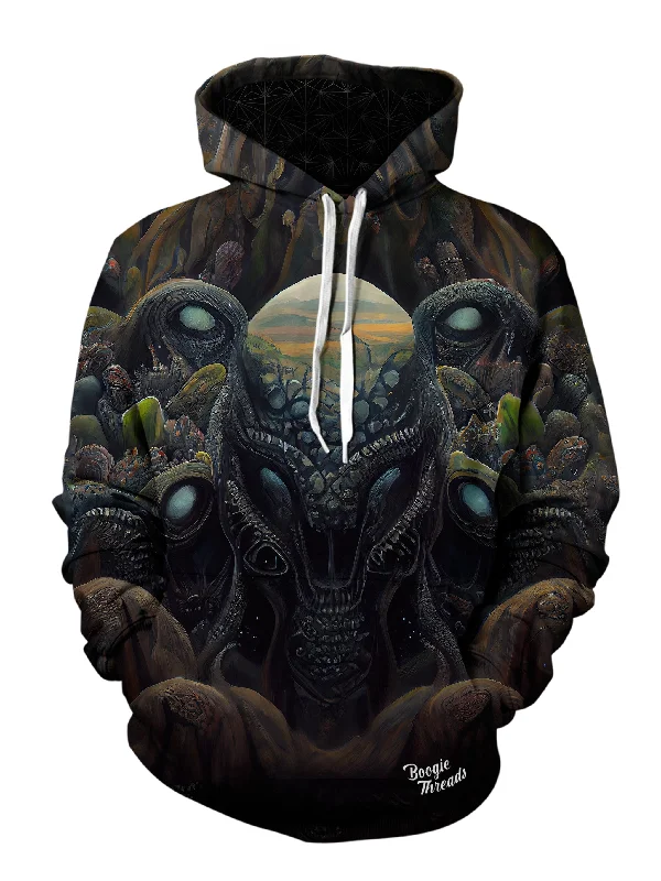 Psychedelic Reflection Unisex Pullover Hoodie Hoodie with Distressed Vintage Worn