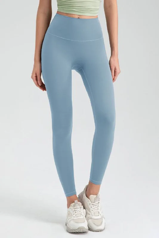 Wide Waistband High Waist Sport Leggings Comfortable Slip-On Leggings