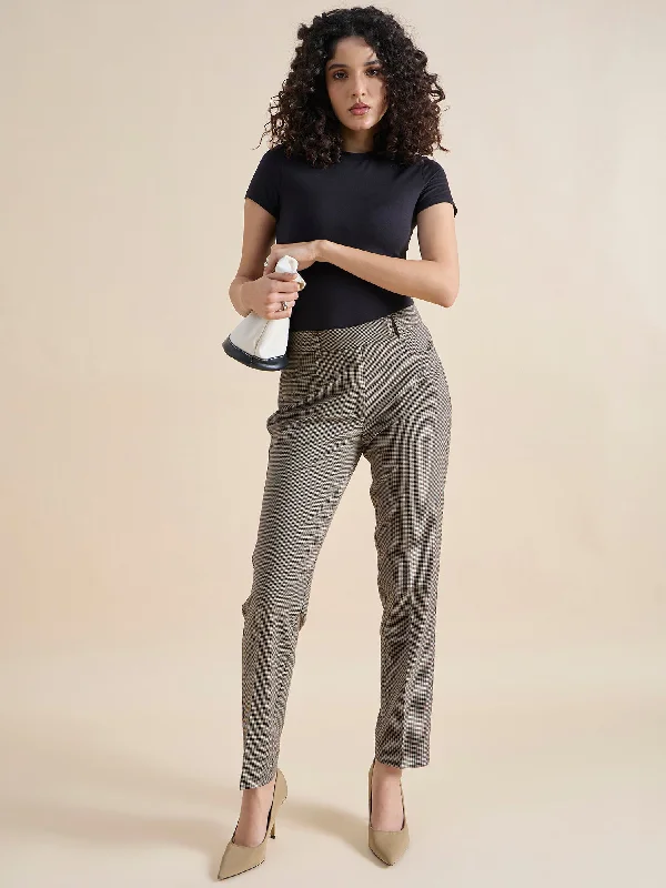 Refined Check Mid Waist Tailored Trouser In 4-Way Stretch Fabric Trousers Chinos Classic