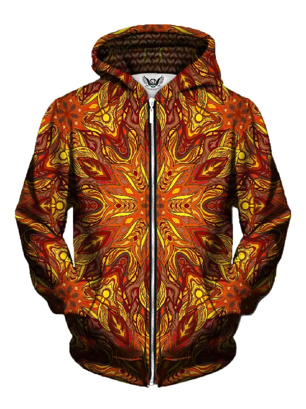 Forest Fire Mandala Zip-Up Hoodie Hoodie with Half-Zip Sporty Casual