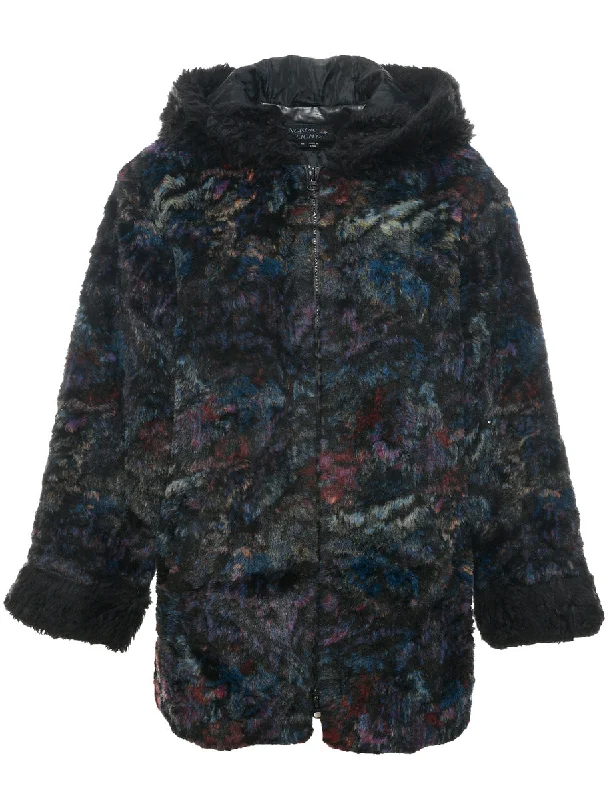 Multi-colour Faux Fur Coat - M Trench Wool Cashmere
