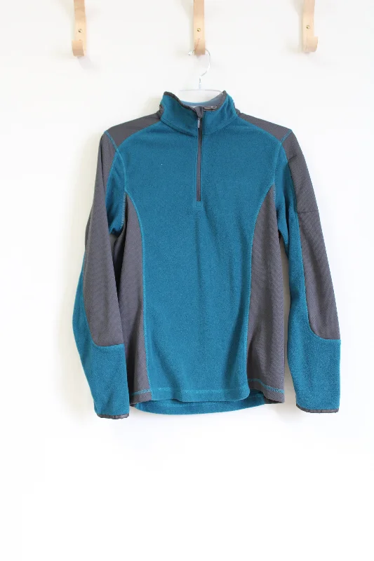 Lands' End Blue Green Fleece Pullover | S Thin Wool Pullover