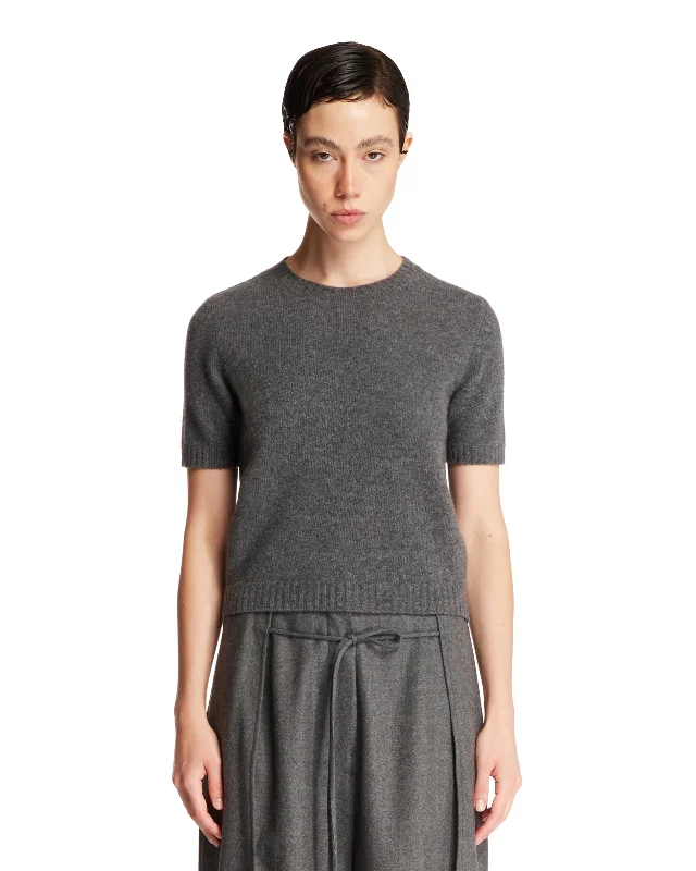 Pullover A Maniche Corte Grigio Wrist Length Sleeve