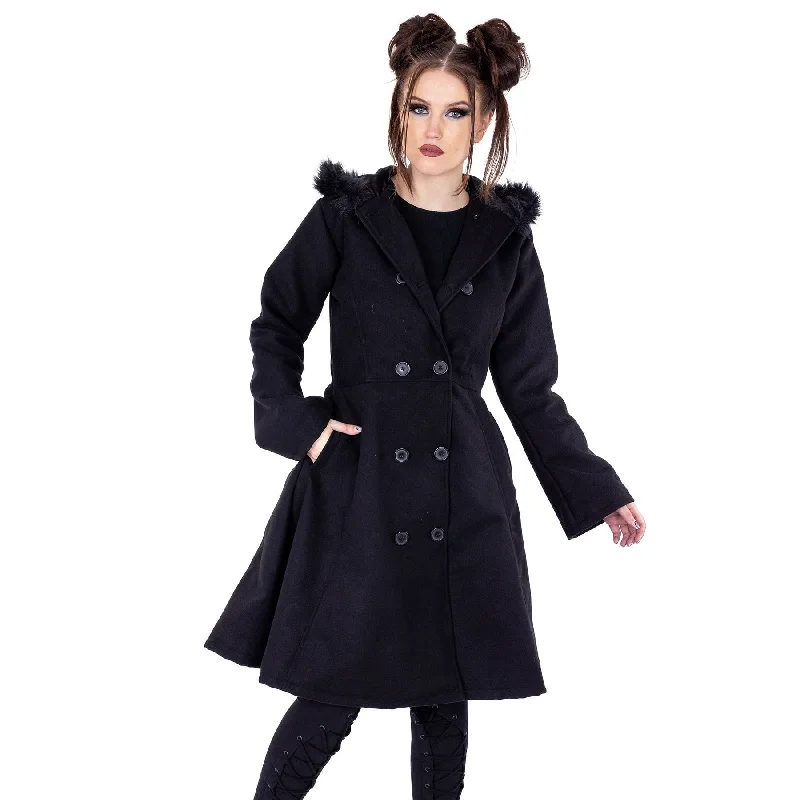 RYLEE COAT - BLACK Crew Neck V-Neck Boat Neck