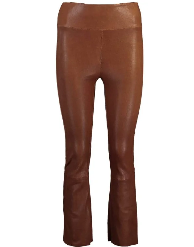 Crop Flare Legging - Cocoa Elegant Satin Finish Leggings