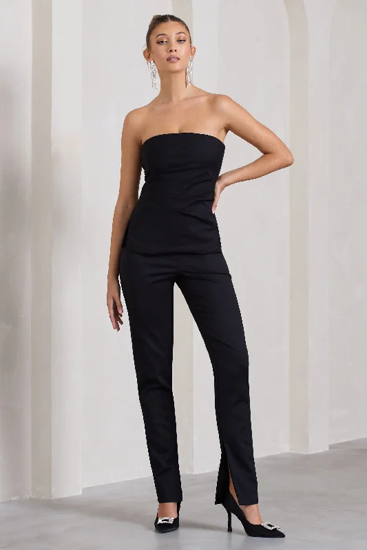 Walk That Walk | Black High-Waisted Flared-Leg Trousers Trousers chic fashionable