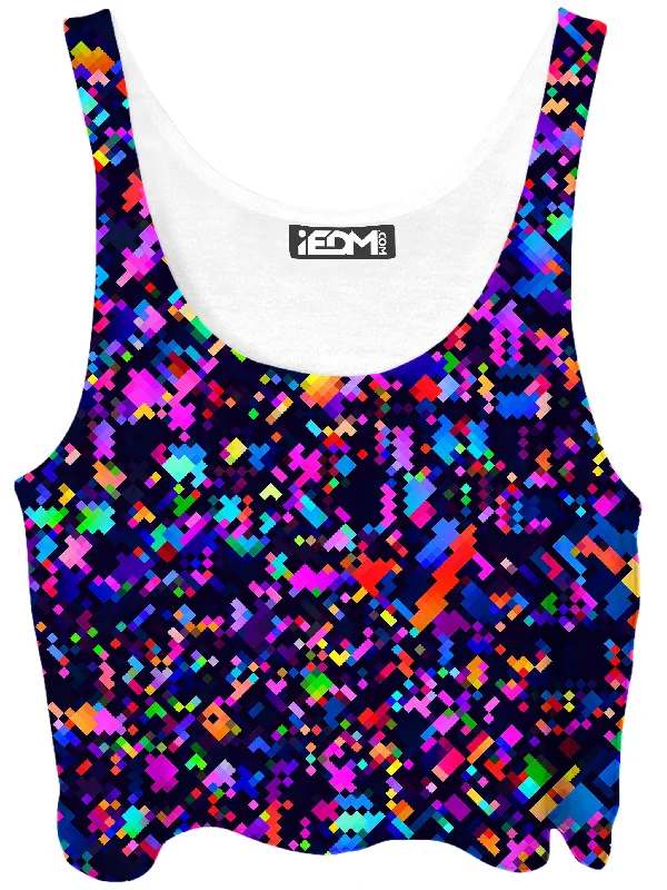 8-Bit Confetti Crop Top Terry Blend Velvet Blend Canvas Blend