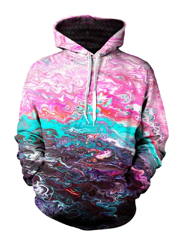 Bubblegum Haze Psychedelic Marbled Paint Pullover Hoodie Hoodie with Thumb Holes Functional Cozy