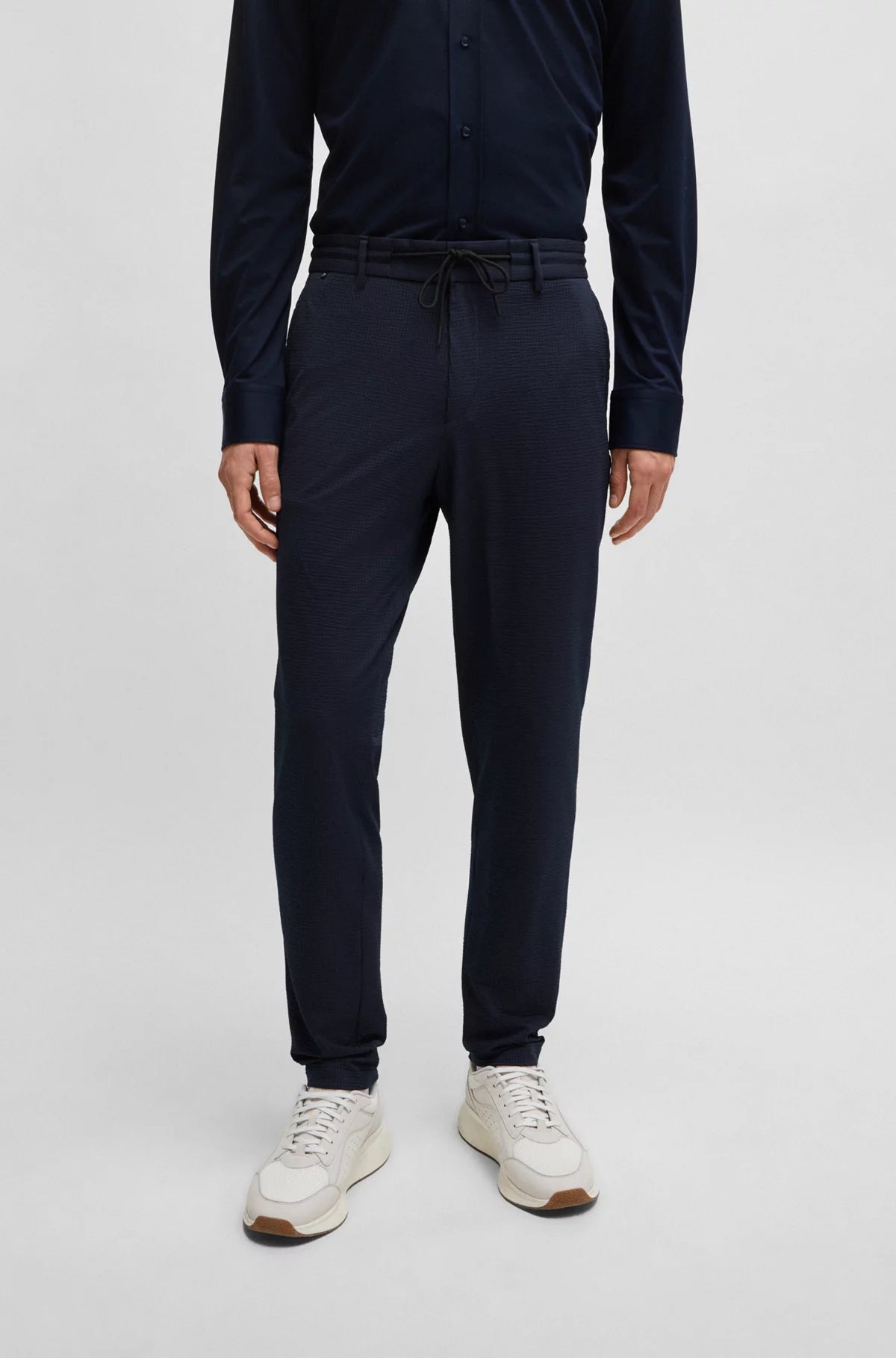 P-GeniusJ Slim-Fit Trousers in Performance-Stretch Seersucker 50514608 Trousers Essential Wardrobe P-GeniusJ Slim-Fit Trousers in Performance-Stretch Seersucker 50514608 Trousers Essential Wardrobe