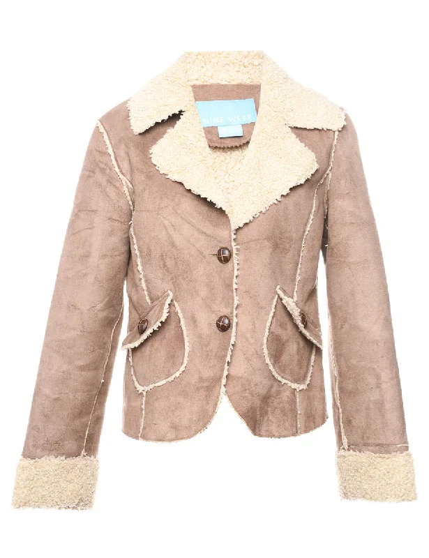 Nine West Shearling Lining Midi Length Coat - M Off-the-Shoulder Jacket Double-Breasted Coat Single-Breasted Coat