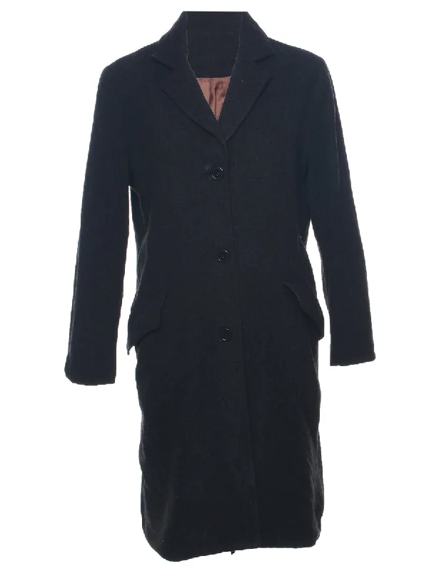 Dark Grey Wool Coat - L Three-Quarter Sleeve Elbow Sleeve Wrist Sleeve