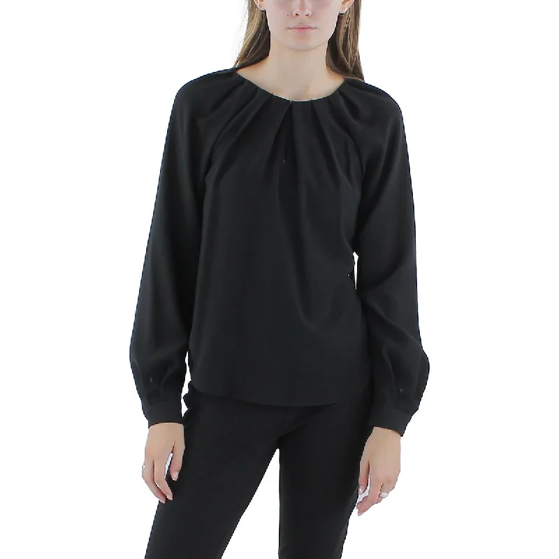 DKNY Womens   Pleated Long Sleeve Pullover Top Shawl Collar Sweater