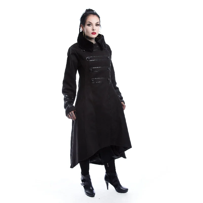 CYRENE COAT - BLACK Solid Print Jacquard