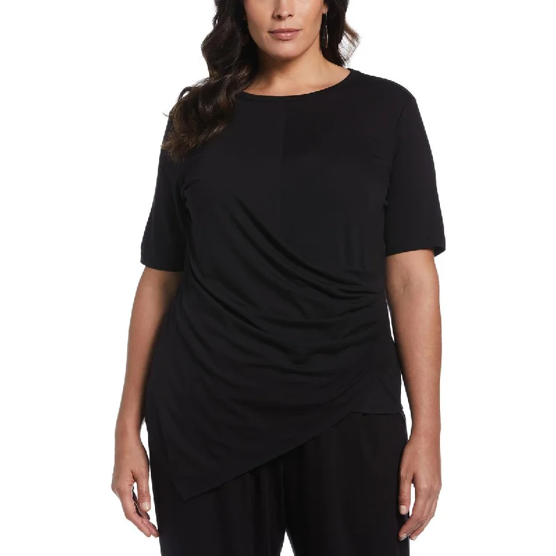 Ella Rafaella Womens Plus   Ruched Work Day Wear Pullover Top Lantern Sleeve Elegant