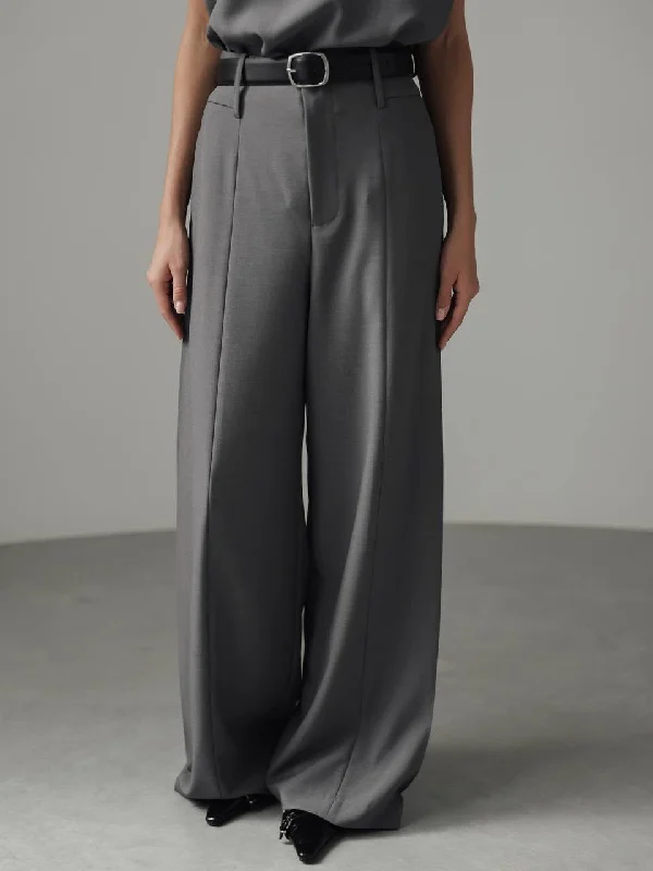 Grey Wide-Leg Trousers Trousers Leisure Comfortable