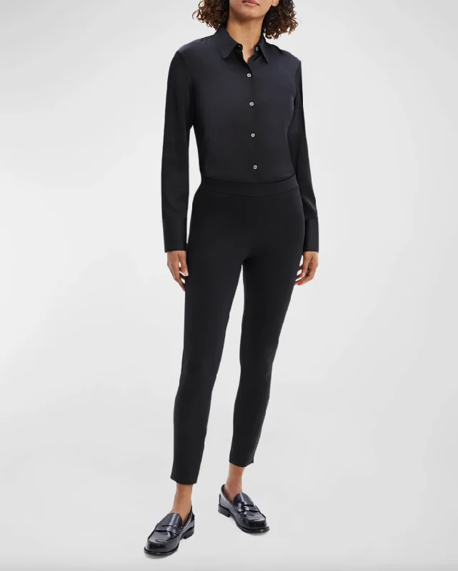 Adbelle Core Scuba High-Waist Ankle Leggings Black - Theory Women Cozy Full-Length Workout Leggings