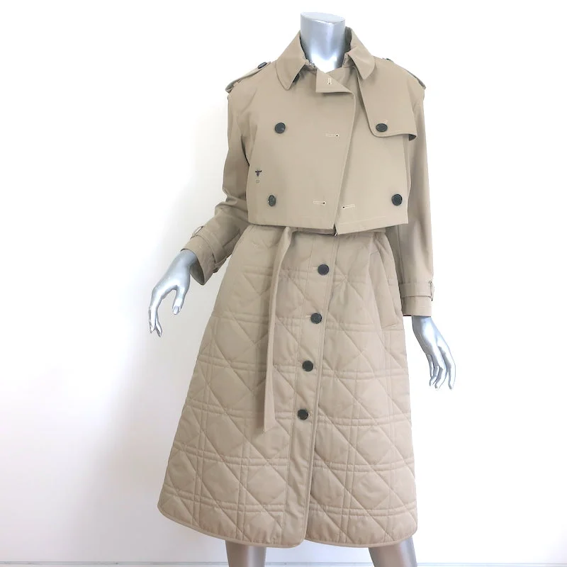 Christian Dior 3-in-1 Macrocannage Trench Coat Dress Beige Cotton Size 36 US 4 A-Line Ball Gown Mermaid