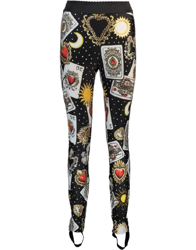 Love Deck Print Jersey Legging Comfortable Athletic Tights