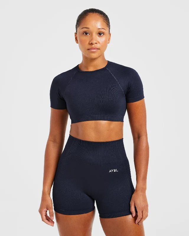 Balance V3 Seamless Crop Top - Navy Modern Contemporary Chic