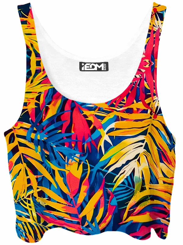 Jungle Folio Crop Top Thin Crop Top Open Front Quick Dry
