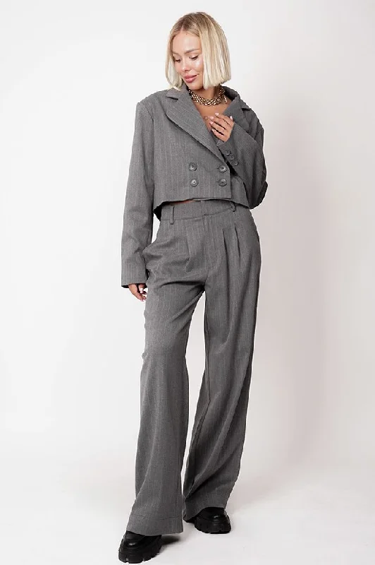 Aspen Trousers Pinstripe Grey Trousers Wedding White
