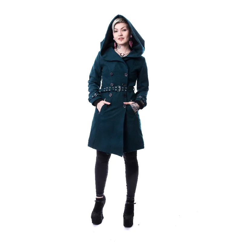 DECAY COAT - PETROL Striped Polka Dot Floral
